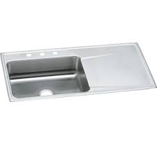 This apron (the drainboard) is grooved and slightly angled down so that water will drain directly into the sink. Elkay Lustertone Classic Drop In 43 Stainless Steel 3 Hole Single Bowl Kitchen Sink With Drainboard At Menards