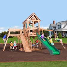 Backyard discovery is the largest manufacturer of swing sets, play sets, playhouses, gardens whether your backyard is large or small, this playset offers the perfect amount of outdoor play. Backyard Discovery Caribbean All Cedar Swing Set 1606029com The Home Depot