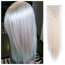 Silver Lady Platinum Blonde Clip In Hair Extensions 24 Double Weft 180g Remy Huma Platinum Blonde Hair Clip In Hair Extensions Platinum Blonde Hair Extensions
