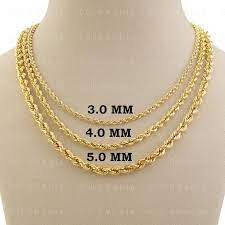 Tuokay sparkling big faux 18k gold rope chain for men and women 30 long heavy huge 11mm thick faux gold rope chain costume necklace for rapper and rap gangsta. 14k Yellow Gold Rope Chain Necklace 18 20 22 24 30 3mm 4mm 5mm Thick Real