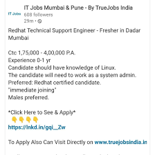 Redhat Technical Support Engineer In Mumbai Technical Technicalsupport Redhat Jobsearch Jobsinmumbai Jobs In 2020 Supportive Engineering Technical