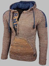 Check spelling or type a new query. Mens Letter Zipper Front Knitted Hooded Sweater With Kangaroo Pocket Winter New Chic