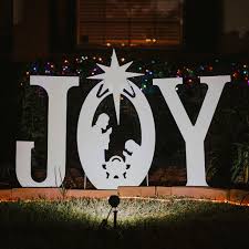 This sign looks great in the daytime as well as the night. Joy Nativity Yard Sign Christmas Yard Art