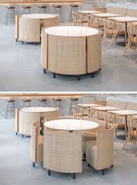 From pallet sofas to planters, the possibilities are endless. This Custom Designed Table And Chairs Set Inspired By The Shape Of A Cake Creates Seating For Diners Howe Dining Table Design Restaurant Furniture Furniture