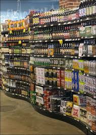 Retail Liquor Gondola With A Twist Fixtures Close Up Supermarket Design Grocery Store Design Liquor Store