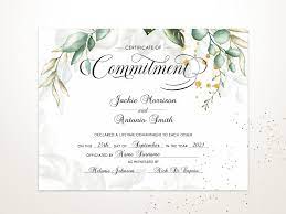 Certificate Of Commitment Editable Printable Certificate Template Wedding Gift Marriage Certificate Instant Download Printable Certificates Certificate Templates Free Certificate Templates