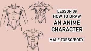 Now draw the muscle groups to the sides of the body. Draw Anime Character Tutorial 09 Male Torso Male Body Youtube