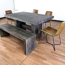 (the seller of the table is an artisan and only has one style of chairs available, which i'm. West Elm Emmerson Reclaimed Wood Dining Table And Bench With Slope Lea The Local Flea Phoenix