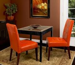 Burnt Orange Dining Room Chairs Burnt Orange Leather Dining Chair Set Of 2 Modern Dining Orange Dining Room Chairs Leather Dining Chairs Dining Chairs