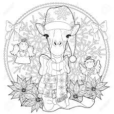 Christmas Giraffe Coloring Page With Decorations In Exquisite Giraffe Coloring Pages Giraffe Colors Coloring Pages