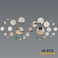 Fretod Miroirs Muraux Rond 30pcs 3d Miroir Autocollant Stickers Avec Adhesif Pour Chambre Salon Decoratio Autocollant Stickers Miroir Mural Miroir Mural Rond
