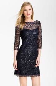 448 Kay Unger Sequin Lace Sheath Dress Lace Blue Dress Dresses Lace Dress