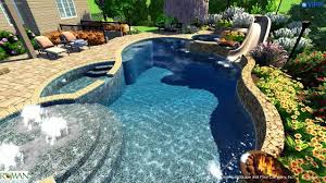 Maybe you would like to learn more about one of these? Swimming Pool And Spa Custom Slide Outdoor Kitchen Pool House Landscaping Youtube