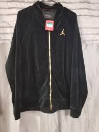 Black And Gold Nike Clothes Nike Air Jordan Jsw Velour Jacket Ah2357 010 Men S Black Gold Retro New 100 Tag Fashion Clothing Shoes Accessories M Velour Jackets Jackets Black Zip Ups