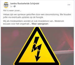 Uitval van de stroom komt nooit goed uit. Jumbo Rooiseheide Wederom Getroffen Door Stroomstoring