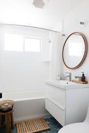 The simple design with soft rounded shapes is easy to place in almost any bathroom. An Interior Designer S Eclectic Coastal Mid Mod Reno Ikea Godmorgon Minimalist Bathroom Bathroom Interior Design
