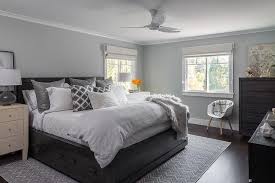 Download this premium photo about gray and black master bedroom, and discover more than 6 million professional stock photos on freepik. Gray And Black Bedroom With Black Bed With Drawers Transitional Bedroom