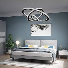 Installing a flush light in a room with a higher ceiling might create too much empty space. Amazon Com Arxeel Modern Crystal Chandelier Contemporary Led Ceiling Lights Fixtures Pendant Lighting For Living Room Bedroom Restaurant Porch Dining Room 3 Rings Dia 27 5 19 6 11 8 Home Improvement