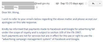 The government of malaysia has introduced visa on arrival (voa) for citizens of the people's republic of china and republic of india visiting to malaysia. Lhdn Classifies Google Facebook Advertising As Royalty 8 Withholding Tax Confirmed Ecinsider
