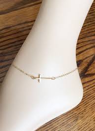 14k gold anklets for women. Gold Cross Anklet Sideways Cross Ankle Bracelet Gold Etsy Ankle Bracelets Gold Ankle Bracelets Bridal Anklet