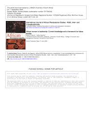 Pdf African Women In Leadership Current Knowledge And A Framework For Future Studies