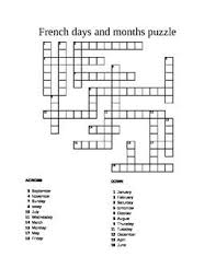 A Simple Practice For Students Learning The Days Of The Week And Months Of The Year Vocabulary Includes The Wor French Days French Worksheets Crossword Puzzle