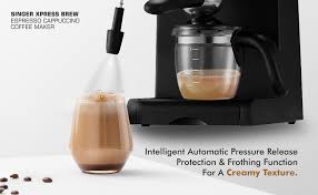 Our coffee machines and coffee machine accessories are of the highest quality. Buy Singer Xpress Brew Espresso Cappuccino Coffee Maker Carafe Capacity 4 Cups 800 Watts Black Online At Low Prices In India Amazon In