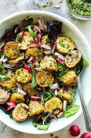 Vegan Potato Salad With Pesto Lazy Cat Kitchen Recipe Vegan Potato Salads Potatoe Salad Recipe Vegan Salad Recipes