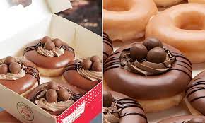 The donuts on the left are mine. Krispy Kreme Maltesers Launches The Ultimate Doughnut Complete With Chocolate Ganache Daily Mail Online