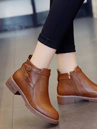 Black Ankle Boots With Brown Heel Double Buckle Heeled Boots Heeled Boots Black Ankle Boots Boots