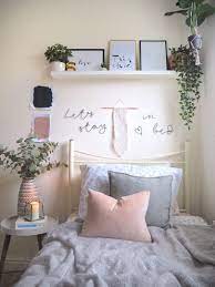 Green Plants In A Single Bedroom With Grey And Pink Decor How To Transform Your Student Room Dorm Ikea Mosslanda Bedroom Arrangement Single Bedroom Pink Dorm