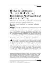 Pdf The Kaiser Permanente Electronic Health Record