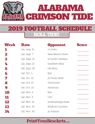 2019 Alabama Crimson Tide Football Schedule Alabama