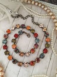 The Rich Brilliant Colors Of Autumns Spell Captures All Of Falls Most Vibrant Hue Sabika Inspired Jewelry Swarovski Crystal Necklace Swarovski Crystal Jewelry