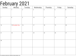 There are variety of styles such as landscape, portrait, weeks start on monday or sunday. 2021 February Calendars Handy Calendars