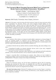 With rowan atkinson, elspet gray, tim mcinnerny, patrick allen. The Concept Of Mood Changing Garments Made From Luminescent Woven Fabrics And Flexible Photovoltaics Moodwear Scientific Net