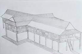 Ukuran 3 meter tersebut adalah tinggi tiang penyangga dari tanah ke lantai rumah adat. Sketsa Rumah Betang Kalteng Sempoa Dunia