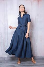 Fresco e leggero vestito lungo in viscosa fucsia/corallo. Abito Lungo Palloncino Lino Denim From Sandro Ferrone On 21 Buttons