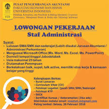 Maybe you would like to learn more about one of these? Info Depok On Twitter Https T Co Qfsbzzf8vk Lowongan Kerja Sma Smk Staf Adminitrasi Universitas Indonesia Silakan Bagi Yang Membutuhkan Pekerjaan Bagi Kamu Masuk Kriteria Sesuai Dengan Persyaratan Tersebut Silakan Kirim Cv Anda Infodepok Depok