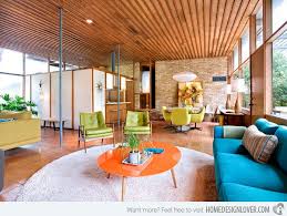 15 Stunning Living Room Designs With Brown Blue And Orange Accents Home Design Lover Mid Century Modern House Mid Century Modern Living Room Design Mid Century Modern Interiors