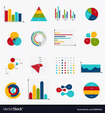 business data market elements dot bar pie charts