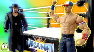 Wwe john cena series 1 bobblestars mini bobblehead toy figure. Wwe Wrestlemania 33 John Cena Vs Undertaker Toys R Us Exclusive Network Ring Playset Review Youtube