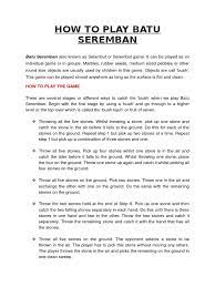 Jump to navigation jump to search. How To Play Batu Seremban Sports Leisure
