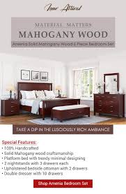 Amenia Solid Mahogany Wood 6 Piece Bedroom Set Contemporary Style Bedroom Contemporary Style Furniture Wood Bedroom Sets
