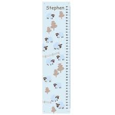 Personalized Growth Chart Sweet Lambs Blue Kids Wall Art