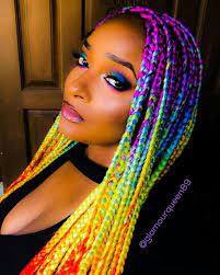 50 Absolutely Beautiful Feed In Braids Styles Colored Box Braids Rainbow Braids Feed In Braids Hairstyles