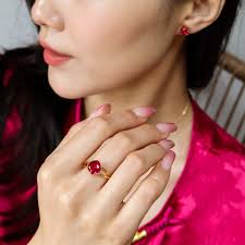 Ruby Gold Ring, Genuine Ruby Pendant Necklace Earring Jewellery Set,  Promise Ring Anniversary Gift,statement Ring, Birthday Gift for Her