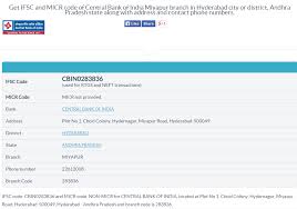 Central Bank Of India Ifsc Code Miyapur Branch Hyderabad Ifsc Code Cbin0283836 Coding Bank Of India Central Bank