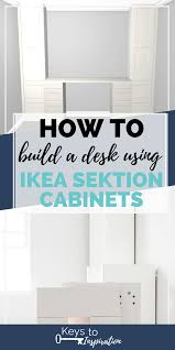How To Build A Desk Using Ikea Sektion Cabinets One Room Challenge Week 2 Christene Holder Ikea Sektion Cabinets Ikea Built In Built In Desk