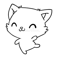 Find images of black white drawing. A Creative Line Drawing Of Cute Kawaii Cat Stock Vector Illustration Of Cartoon Drawing 151158699